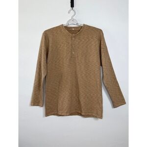 CP Shades Earth Henley Shirt Mens M Heathered Tan Slub Knit Cotton Gorpcore Work